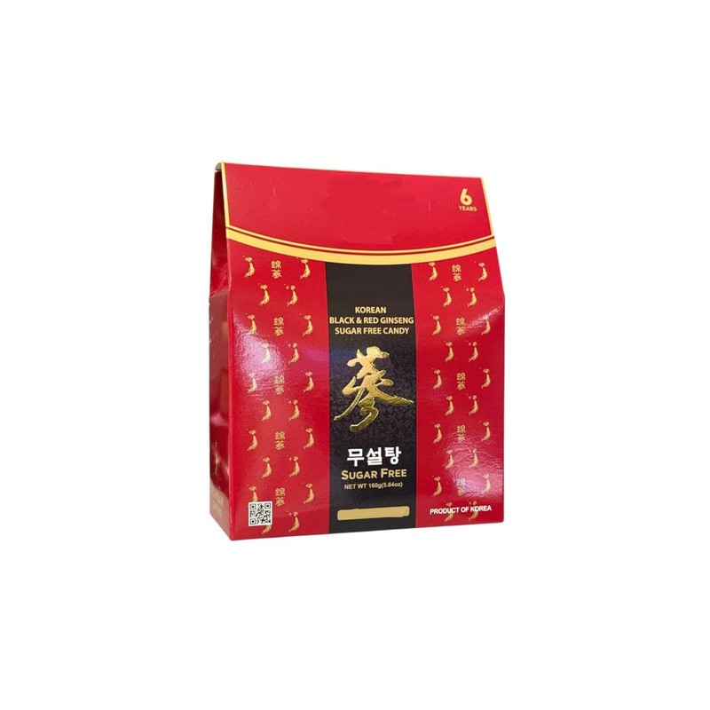 Korean Ginseng Candy, Sugar Free (3 PACKS, BLACK AND RED