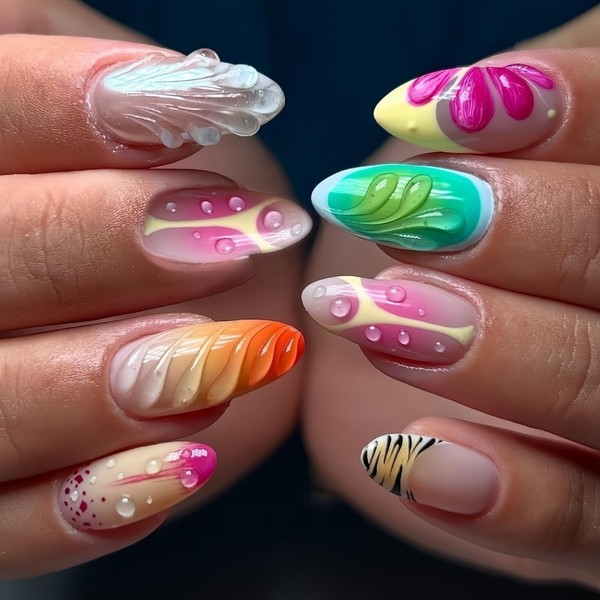 Almond Press on Nails Short Fake Nails Ombre False Nails