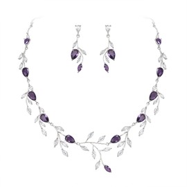 EVER FAITH Teardrop Wedding Bridal Jewellery Set for Brides Sparkly Blue CZ Pear Shaped September Birthstone Necklace Earrings Set, Cubic Zirconia, Cubic Zirconia