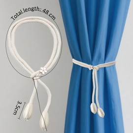 Zcbzbn 4pcs Curtain Tiebacks Curtain Rope Buckle Boho Tiebacks for Curtains Hand Knitted Cotton Curtains Tiebacks for Decoration of Living Room, Office and Bedroom Beige