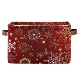 Rectangular Christmas Storage Bin Christmas Snowflake Basket with Handles - Organizer Bin for Toys, Books, Laundry Basket for Kids/Pets, Playroom
