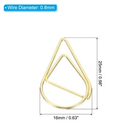 MECCANIXITY 50 Pieces Metal Paper Clip Drop-Shaped with Box 1 Inch Gold Tone for Crafts Organize Office Home