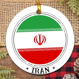 Iran Ceramic Ornament - Christmas Decor, Holiday Decorations, Iran Flag Print, Iran Travel Souvenir, Ceramic Christmas Ornament Gift Decoration Holiday World Travel