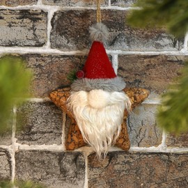 com-four® Christmas Hanger for Christmas Decoration, Christmas Tree Hanger as Winter Decorative Item, Decorative Figure as Room Decoration or Gift (1 Piece - Star 23 cm + Santa)