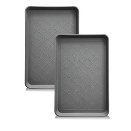 PetLike Boot Tray for Entryway Indoor, Pet Food Mat Tray, 23 x 15.5 inch 2 Packs, Waterproof Rubber Shoe Tray for Indoor and Outdoor, Multi-Purpose Tray for Boots, Shoes, Pets, Garden