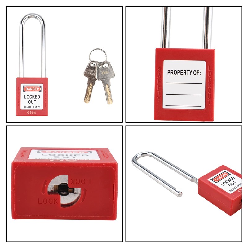 RealPlus Lockout Tagout Locks Set - 5 Red Lockout Locks