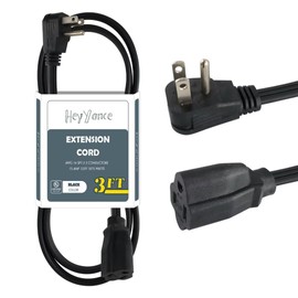 HeyYance 3 Ft Flat Plug Extension Cord- 14 Gauge 3 Prong SPT-3 Cable Wire, Ideal for Air Conditioners, Refrigerators, and Major Appliances - Indoor Use, Black