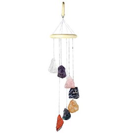mookaitedecor Natural Gemstone Wind Chime Mobile, Crystal Stone Wind Chimes for Home Garden Patio Indoor Outdoor Decor