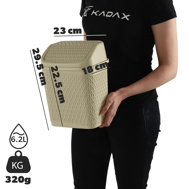 KADAX Rubbish Bin with Swing Lid, Waste Bin with Lid,