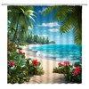 WANVYON Beach Shower Curtain Tropical Ocean Palm Tree Floral Summer
