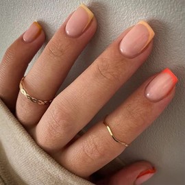 Sethexy Short Square False Nails French Press On Nails 24 Pieces Acrylic Nails for Sticking on for Women and Girls