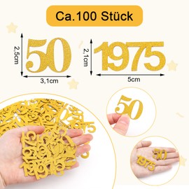GoldRock Confetti 50th Birthday Decoration Large 3-5 cm, Pack of 100 Decorative Golden Wedding 50th Table Decoration 1975, Decoration 50th Birthday Man Woman, Confetti 50th Birthday, Table Decoration