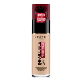 Base L'Oréal Paris Infallible Fresh Wear 24 Horas, Cobertura Alta y Acabado Natural, Ideal para Piel Normal – Presentación de 30ml en Tono Vanilla Rose