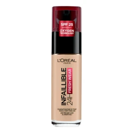 Base L'Oréal Paris Infallible Fresh Wear 24 Horas, Cobertura Alta y Acabado Natural, Ideal para Piel Normal – Presentación de 30ml en Tono Vanilla Rose
