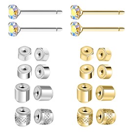AoedeJ Flat Earring Backs Replacements Locking Pin Backs Earring Lifters Backs for Earrings Gold Earring Backs for Studs Earrings Backs (Gold/Silver)