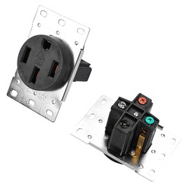 JORINDO 2pcs NEMA 14-50R,Industrial Socket 50Amp RV, EV, Dryer Flush Mounting Receptacle Socket 125/250V Commercial Grade Black Outlet,Black