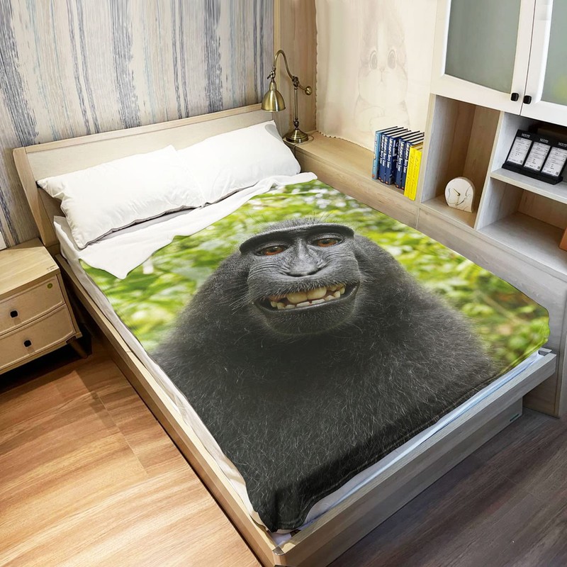HommomH 50"x60" Monkey Blanket Funny Animal Selfie Blankets Soft Warm