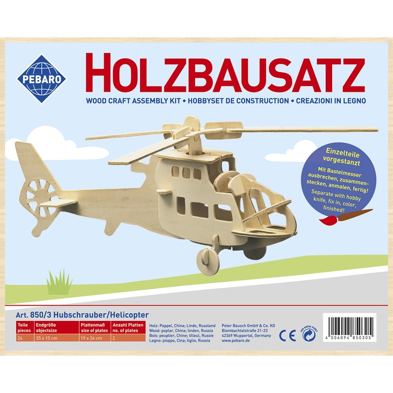 Donau Elektronik M850-3 Wood Design Helicopter, Multi-Colour