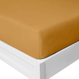 Yorkshire Bedding 25 Cm Fitted Bed Sheets - Super Soft Deep Fitted Sheet Brushed Microfibre Anti Wrinkle Bedsheet Breathable & Fade Resistant (Ochre, Double)