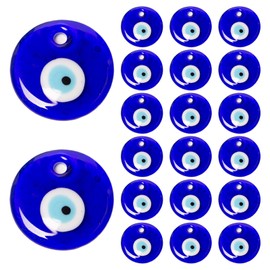 Pilikoll Pack of 20 3 cm Nazar Boncuk Pendant Evil Eye Glass for Lucky Charm Jewellery Making Blue Eye Decoration Nazar Boncugu Decoration for DIY Necklace, Bracelet, Jewellery, Borosilicate glass