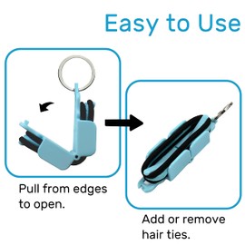 Soporte para corbatas de pelo portátil con juego de 3 lazos (azul claro)