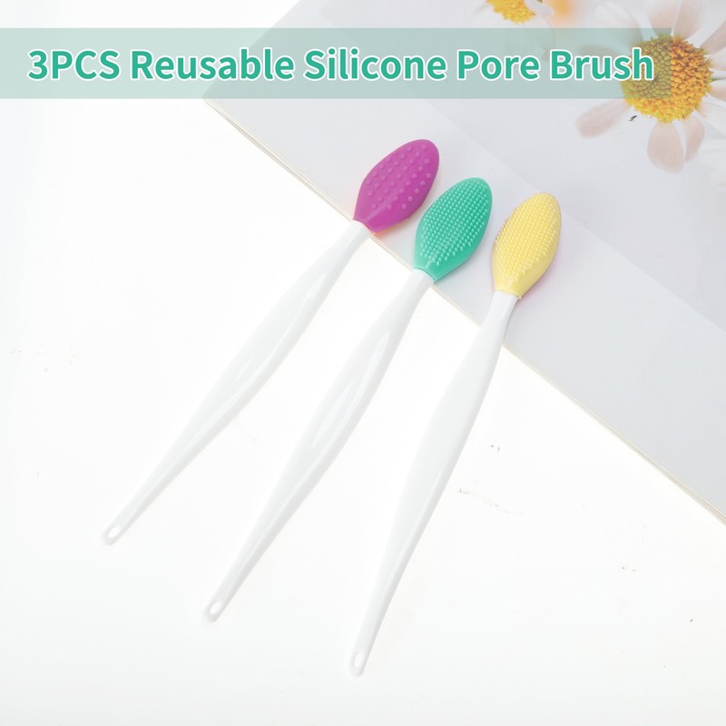 GLIDESMOOTH Silicone Pore Brush, Gentle Exfoliating, Double-Sided Pore Cleaning Brush,