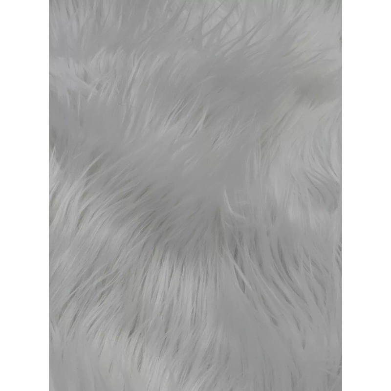 Nice 60” Width White Solid Shaggy Long Pile Faux Fur