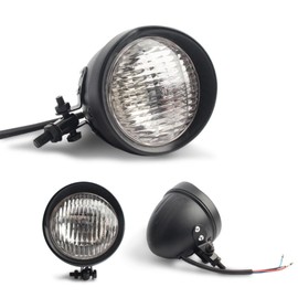 I'm so happy Betlite Headlight Motorcycle 4.5 Inch Universal Vintage American Classic Visor (Black x Clear Lens)