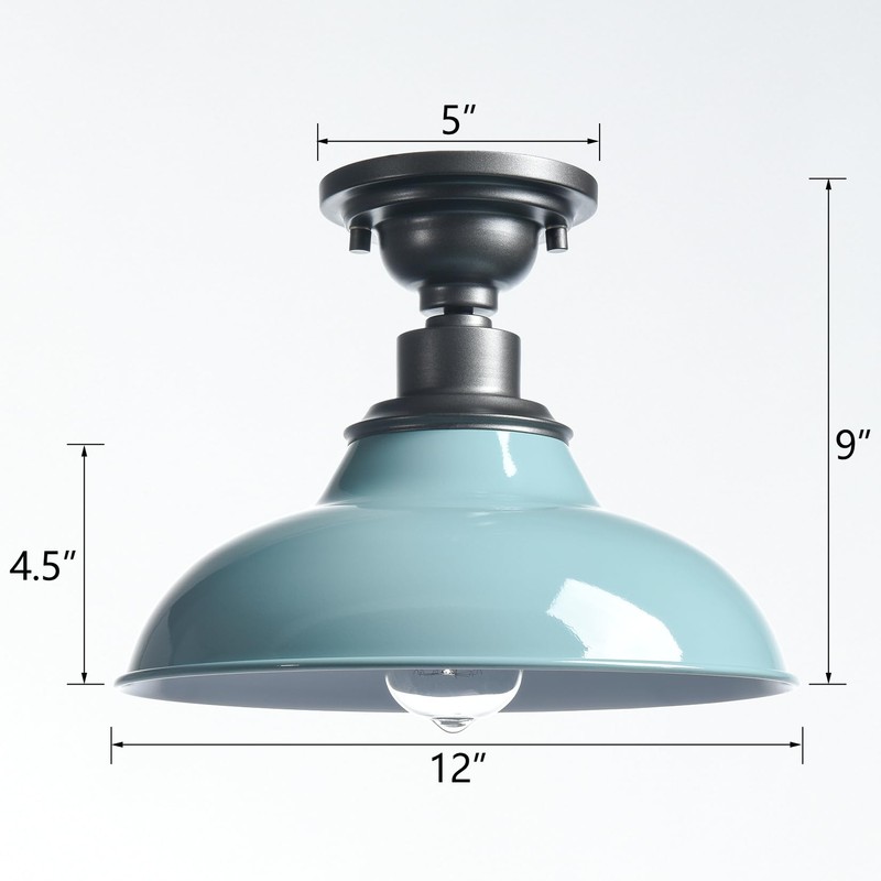 SAMTEEN Farmhouse Semi Flush Ceiling Light 12-Inch Light Blue Flush