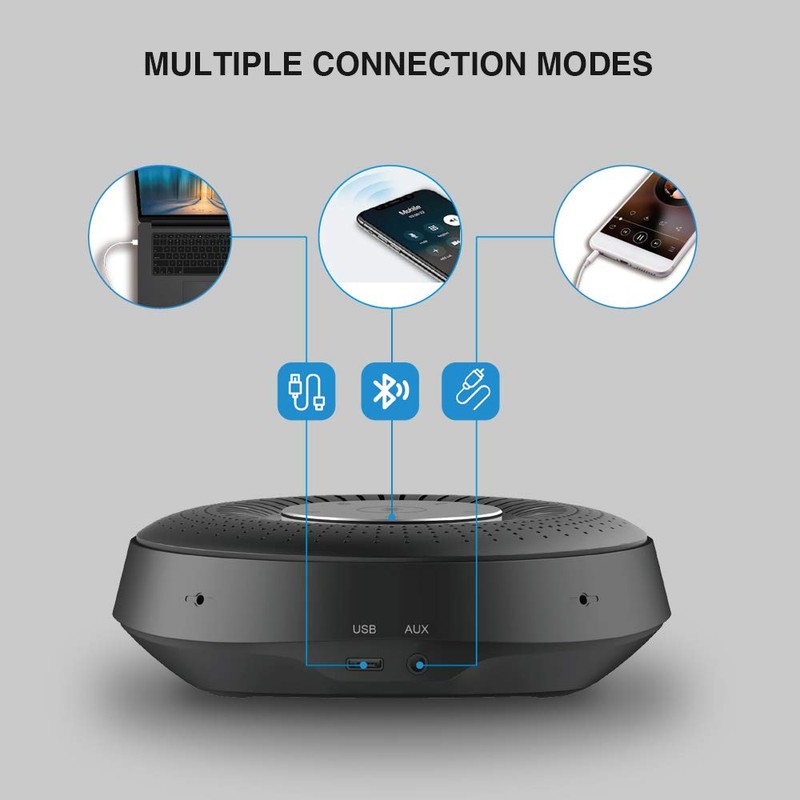 MOERTEK S6 Bluetooth Speakerphone with 4 Microphone Array, 360º Voice