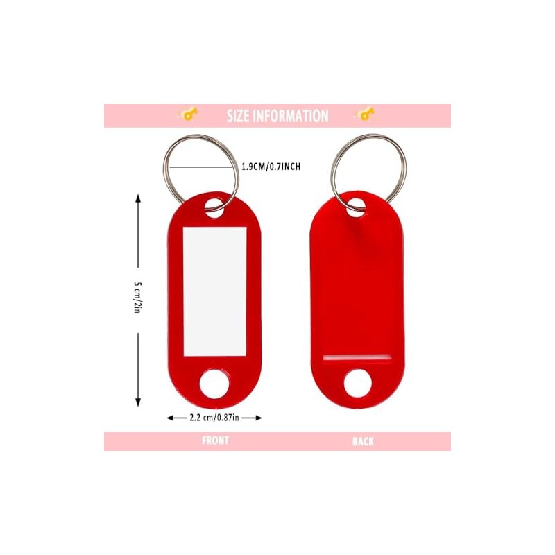 Key Tags with Split Ring, 100 Pack, of one Colour,