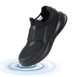 Furuian Non Slip Work Shoes for Women Men Slip on Sneakers Women Slip Resistant Waterproof Chef Kitchen Shoes Zapatos De Trabajo Para Hombres, Black