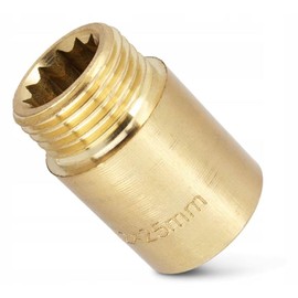 ABAZO Brass system T-piece, reduction, connector, nipple, plug, plug, sleeve, brass extension, brass fitting, male thread, female thread (extension 1/2 inch female thread 60 mm)
