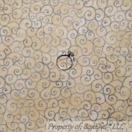 Red Rooster BonEful Fabric FQ Cotton Quilt VTG Brown Calico Natural Silver Gray Swirl Scroll