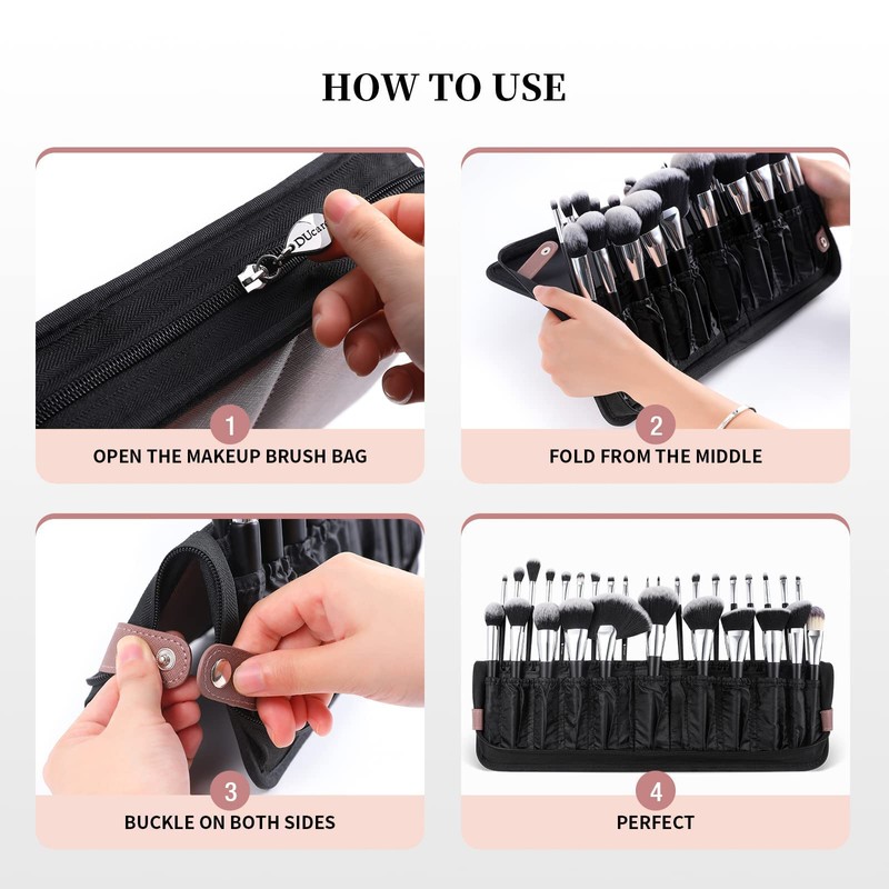 DUcare Makeup Brushes Organiser Bag Portable Cosmetic Case for Travel,