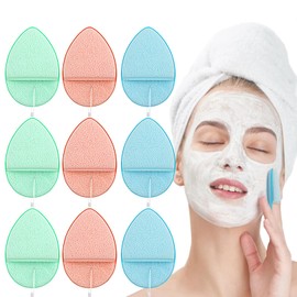 Pack of 9 Face Sponge, Colourful Exfoliating Sponge Face, Reusable Cleansing Sponge, Face, Gentle Exfoliating Cleaning Sponge, for Daily Deep Cleansing of the Face