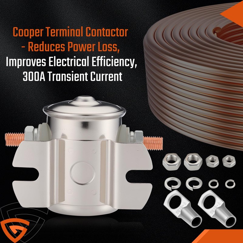 4-Terminals Max 300A Heavy Duty Solenoid Relay Nickel-Plating for Golf