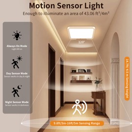 USB C Rechargeable Motion Sensor Ceiling Light 550LM with Remote, 3000K 4000K 6000K Magnetic Wireless LED Ceiling Light Battery Powered for Shower Stairs Hallway Porch Pantry Garage Patio Shed