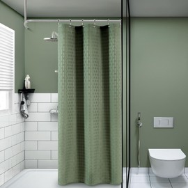 PANGSINNE Green Stall Shower Curtain Fabric, Luxury Waterproof Shower Curtains, 230GSM Heavy Duty Camper Shower Curtain for Travel Trailers with 6 Metal Hooks, 36Wx72H Sage Green