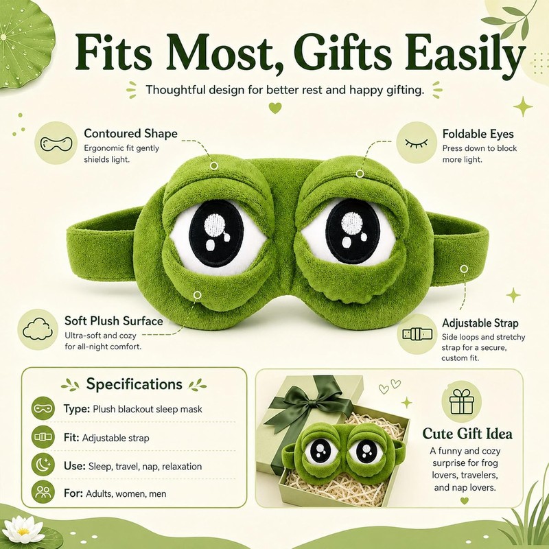 2026 New 3D Frog Sleep Mask, Funny Frog Eye Mask,