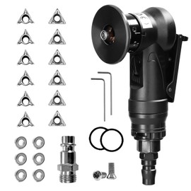 REDKNOT 2-in-1 Pneumatic Chamfering Machine 30000 RPM Air Chamfer Tool Mini Handheld 45 Degree Trimming Pneumatic Chamfer Machine for Metal Wood Trimming Deburring, 6R +6C Angle Inserts + 6Bearing