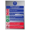 V Safety General Fire Action 6 Message Sign - 150mm