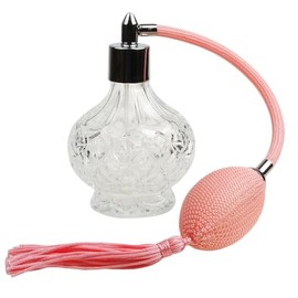 Topxome 100ml Clear Crystal Vintage Style Perfume Bottle Long/Short Spray Tassels Atomizer Pump Refillable Glass Bottles Lady Makeup Tool (Long Pink)