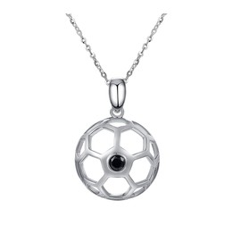 GW Unisex Pendant Necklace 3D Football Design Pendant with Chain Ball Shape Necklaces for Women Men Youth Engraving Fashionable Jewellery, Metal Metal Zirconia, Cubic Zirconia