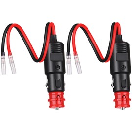 Dongge European Style Safety Universal Plug with Lead Round Cable Connection Clamps with Insulated Cover 6-24 V, Comfortable Wiring DIY Power Supply for Car and Motorcycle Pack of 2