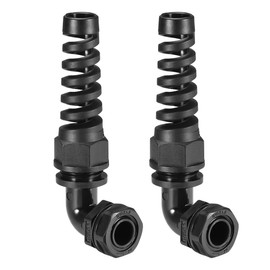 uxcell M16 Cable Gland 90 Degree Waterproof IP68 Nylon Joint Adjustable Locknut with Strain Relief for 4mm-7mm Dia Cable Wire, 2 Pcs