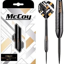 McCoy Darts D6060 Shark | Premium 90% Tungsten Steel Tip Darts Set | Black 24g