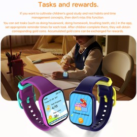 Smart Watch for Kids, Setting Tasks and Rewards Encourage Kids, Fitness Tracker Heart Rate Sleep Monitor Calories Step Counter, DIY Face Smart Watches for Boys Girls