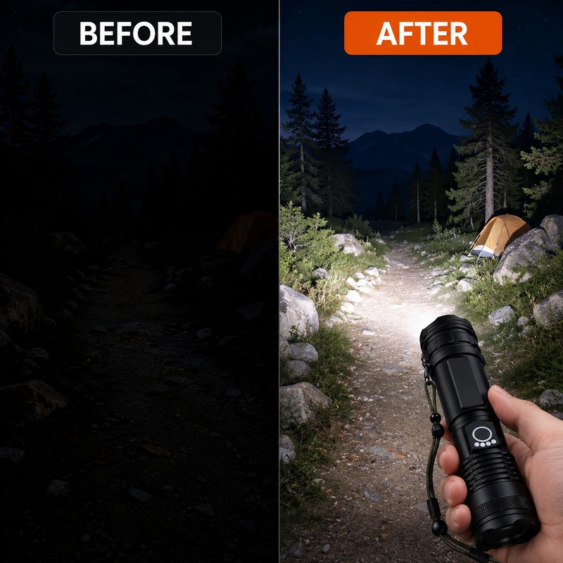 Rechargeable LED Flashlight for Outdoor Use – Aluminum Alloy Zoom