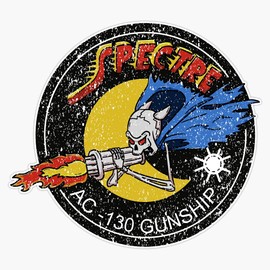 HOF Trading Vietnam Ac-130 Gunship Ghost Aerial Gunner Gear Vinyl Sticker Waterproof Decal Laptop Wall Window Bumper Sticker 5"